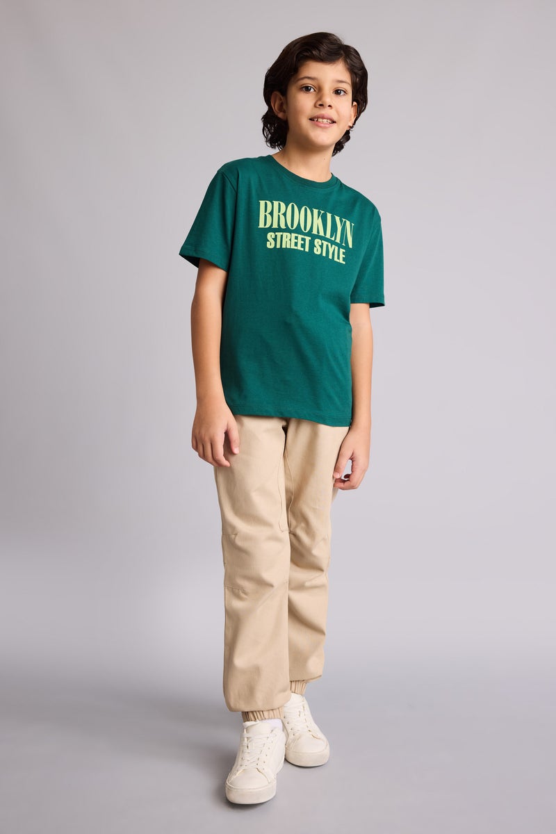 DeFacto Green Boy Boy New Regular Fit Crew Neck Printed T-Shirt Casual - Image 2